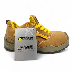 Safetoe Mens Safety Shoes Mens 6 / Womens 8 Steel Toe Work Cow Leather Suede NEW